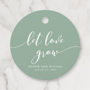 Relax Script Let Love Grow Editable Colour Wedding Favour Tags