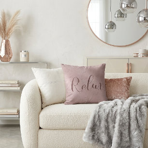 Relax Script Rose Throw Pillow