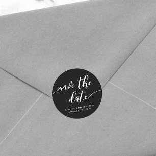 Relax Script Save the Date Editable Colour  Classic Round Sticker