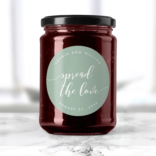 Relax Script Spread the Love Custom Colour Wedding Classic Round Sticker (Creator Uploaded)