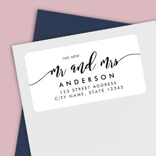 Relax Script The New Mr and Mrs Address Label