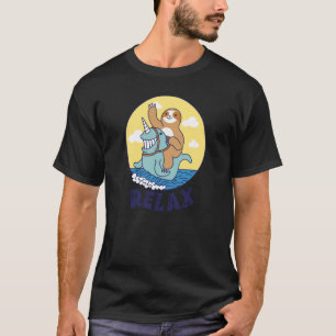 Relax Sloth riding a narwhal Cute Ocean Creature S T-Shirt