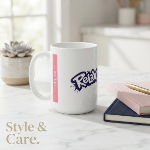 Relax Text Graphic Design Coffee Mug for Daily Use