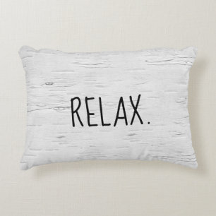 RELAX Text On Birch Tree  Accent Pillow