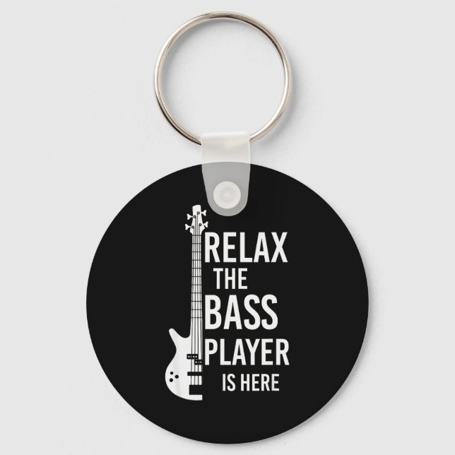 Relax The B Player Is Here B Guitar  Keychain (Front)