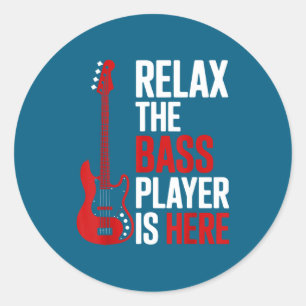 Relax The B Player Is Here Retro Guitar Musician F Classic Round Sticker