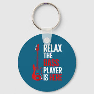 Relax The B Player Is Here Retro Guitar Musician F Keychain