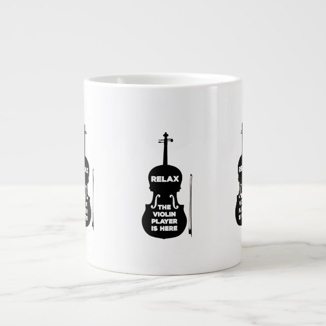 Relax The Violin Player is Here Large Coffee Mug (Front)