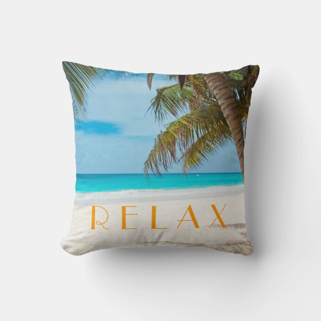 Relax Tropical Beach Pillow (Front)