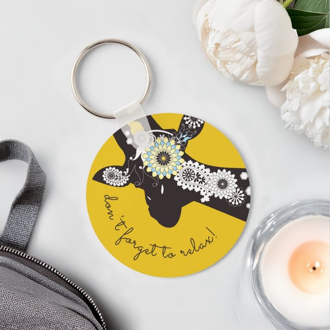 Relax - Yellow Funky Cool Giraffe Keychain (Creator Uploaded)