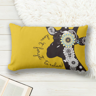 Relax - Yellow Funky Funny Giraffe Lumbar Pillow