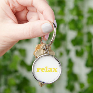 relax, yellow / white - Button Keychain