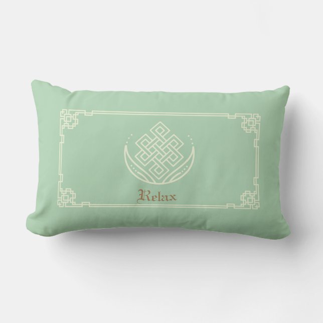 Relaxation Haven Throw Pillow in green background (Front)