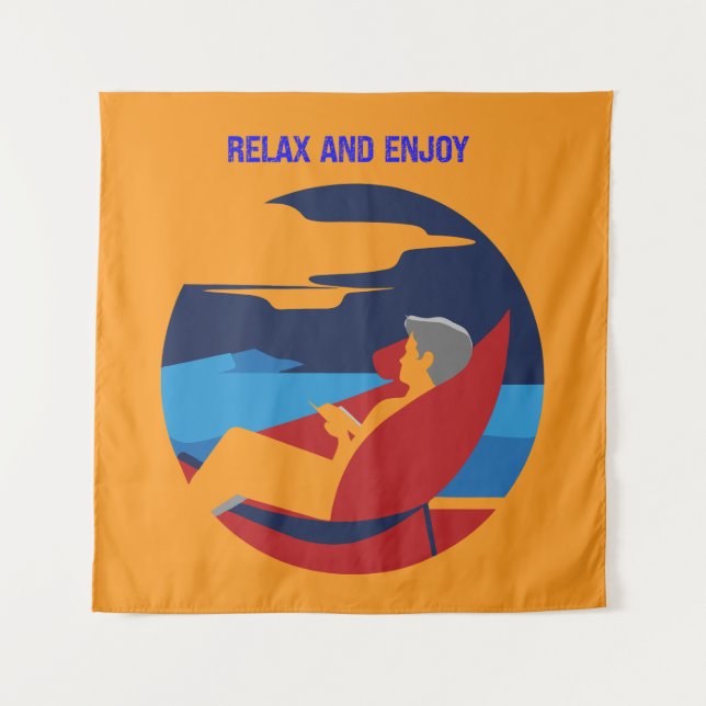 Relaxed and Lazy Attitude Graphic Design Tapestry (Front)