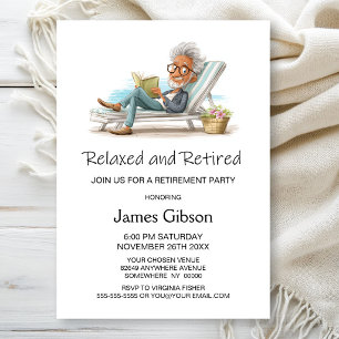 Relaxed and Retired Sun Chair Mens Retirement Invitation