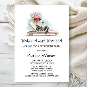 Relaxed and Retired Sun Chair Womens Retirement Invitation