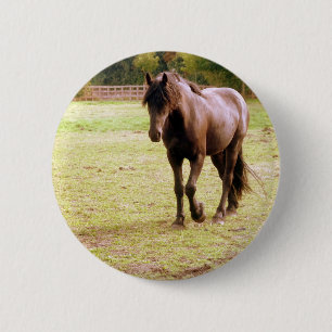 Relaxed Brown Horse Walking 2 Inch Round Button