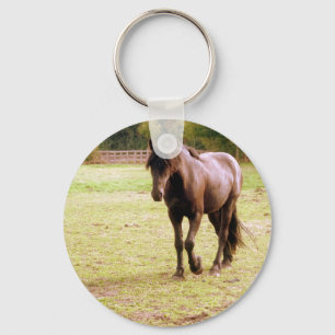 Relaxed Brown Horse Walking Keychain
