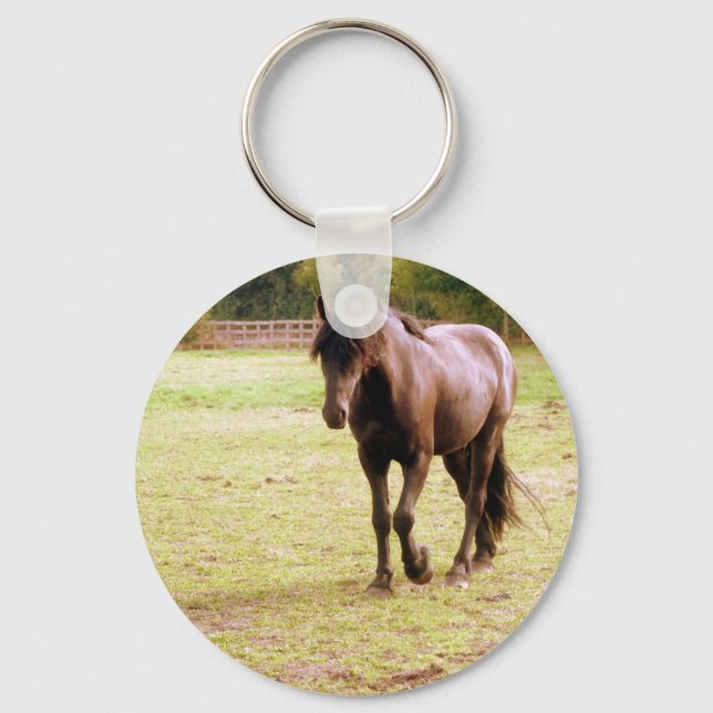 Relaxed Brown Horse Walking Keychain (Front)