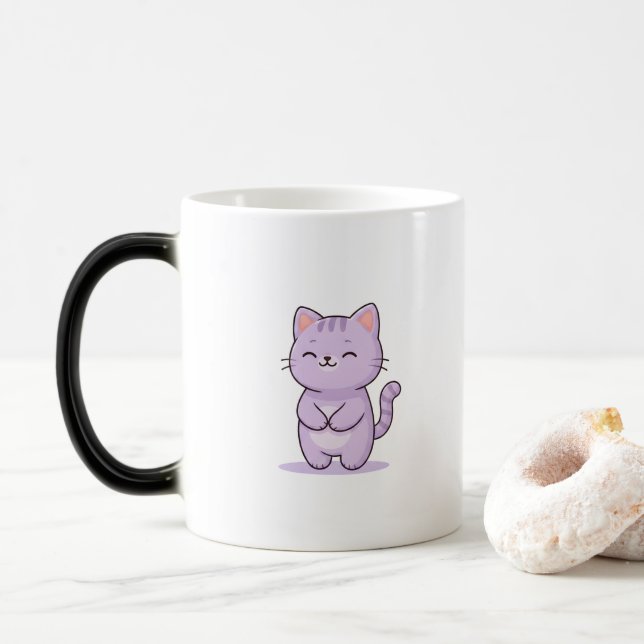 Relaxed Cat Cute Cartoon Character Magic Mug (With Donut)