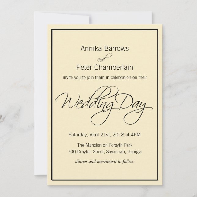 Relaxed Contemporary Wedding Invitation (Front)