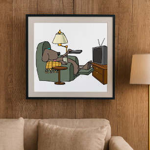 Relaxed Dog Watching TV Poster
