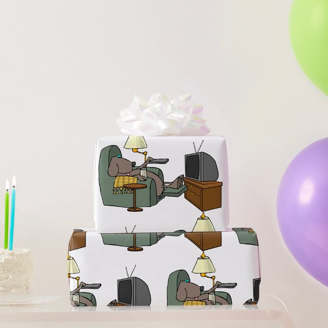 Relaxed Dog Watching TV Wrapping Paper (Creator Uploaded)