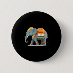 Relaxed Elephant In Indian Colours Costume 2 Inch Round Button