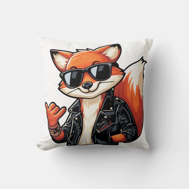 Relaxed fox throw pillow (Front)