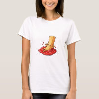 Relaxed French Fry Character Lounging in Ketchup