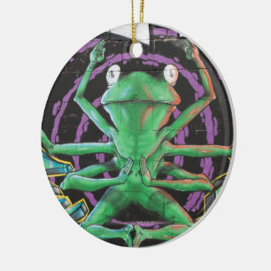 Relaxed Frog With Eight Arms Ceramic Ornament