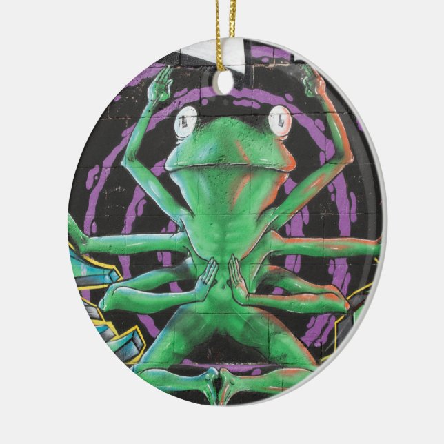 Relaxed Frog With Eight Arms Ceramic Ornament (Left)
