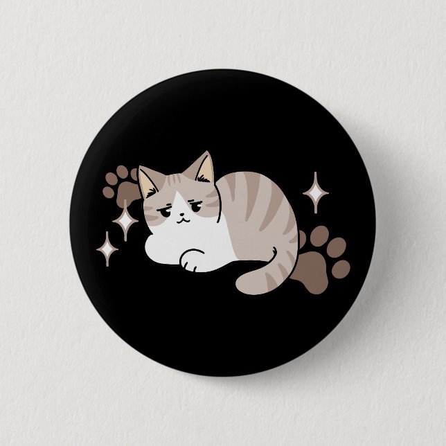 Relaxed & Lazy Vibes for Cat Lovers Design 2 Inch Round Button (Front)