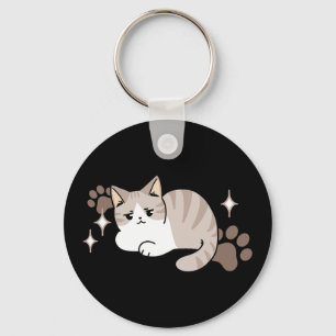 Relaxed & Lazy Vibes for Cat Lovers Design Keychain