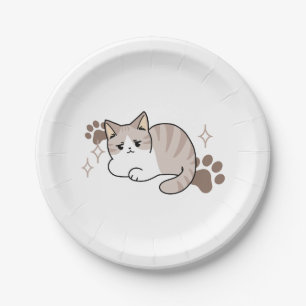 Relaxed & Lazy Vibes for Cat Lovers Design Paper Plate