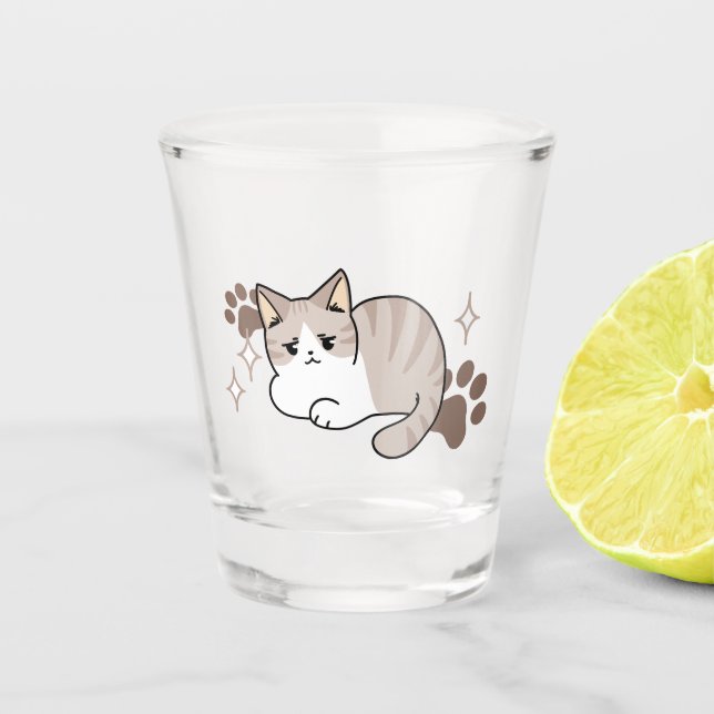 Relaxed & Lazy Vibes for Cat Lovers Design Shot Glass (Front)