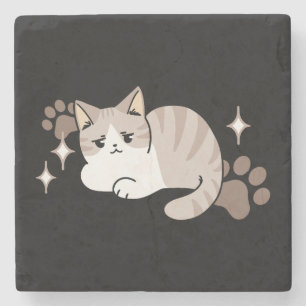 Relaxed & Lazy Vibes for Cat Lovers Design Stone Coaster