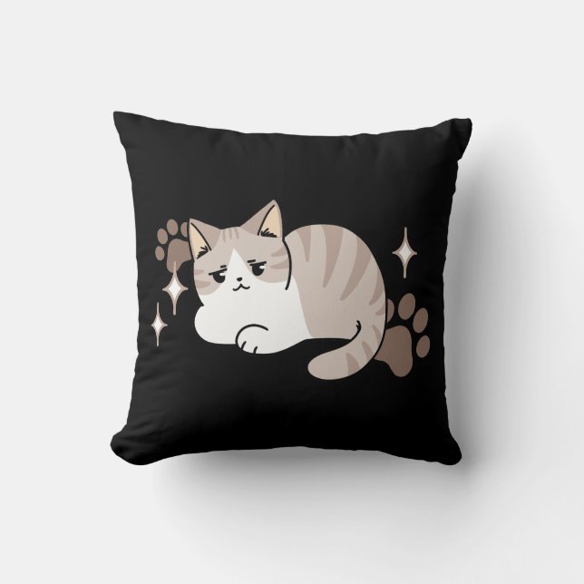 Relaxed & Lazy Vibes for Cat Lovers Design Throw Pillow (Front)