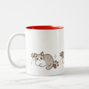 Relaxed & Lazy Vibes for Cat Lovers Design Two-Tone Coffee Mug