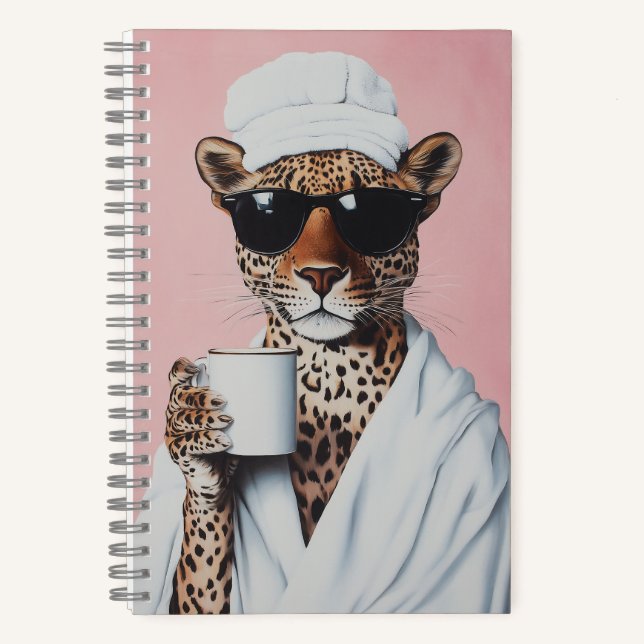 Relaxed Leopard Morning Vibes Notebook (Front)