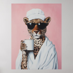 Relaxed Leopard Morning Vibes Poster