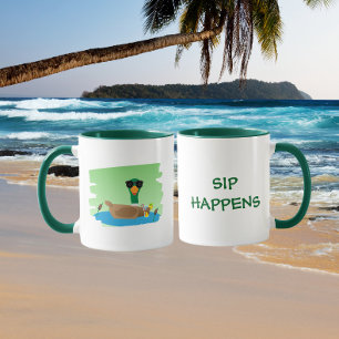 Relaxed Pond Duck Drinking Pun Mug