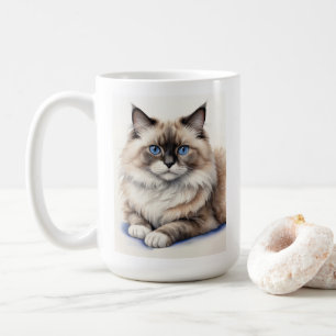 Relaxed Ragdoll Cat Illustration Cozy Pet  Coffee Mug