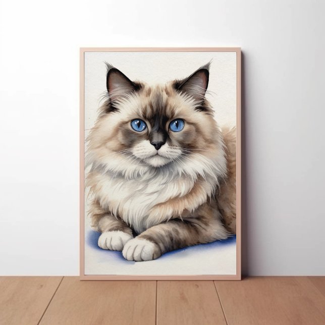 Relaxed Ragdoll Cat Illustration Cozy Pet  Poster (Creator Uploaded)
