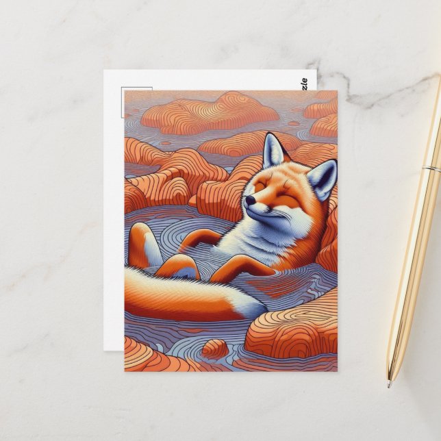 Relaxed Red Fox Postcard (Front/Back In Situ)