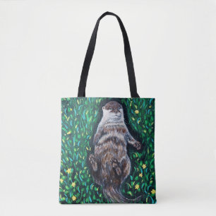 Relaxed River Otter Painting Tote Bag