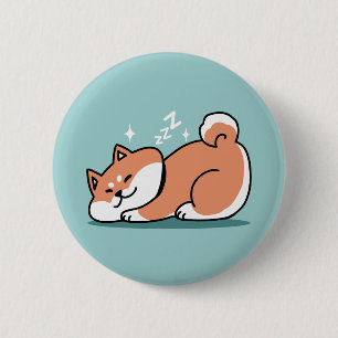 Relaxed Shiba Inu Art: Just a Shiba Lying Low 2 Inch Round Button