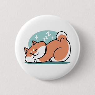 Relaxed Shiba Inu Art: Just a Shiba Lying Low 2 Inch Round Button