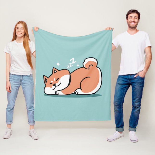 Relaxed Shiba Inu Art: Just a Shiba Lying Low Fleece Blanket (In Situ)