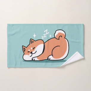 Relaxed Shiba Inu Art: Just a Shiba Lying Low Hand Towel